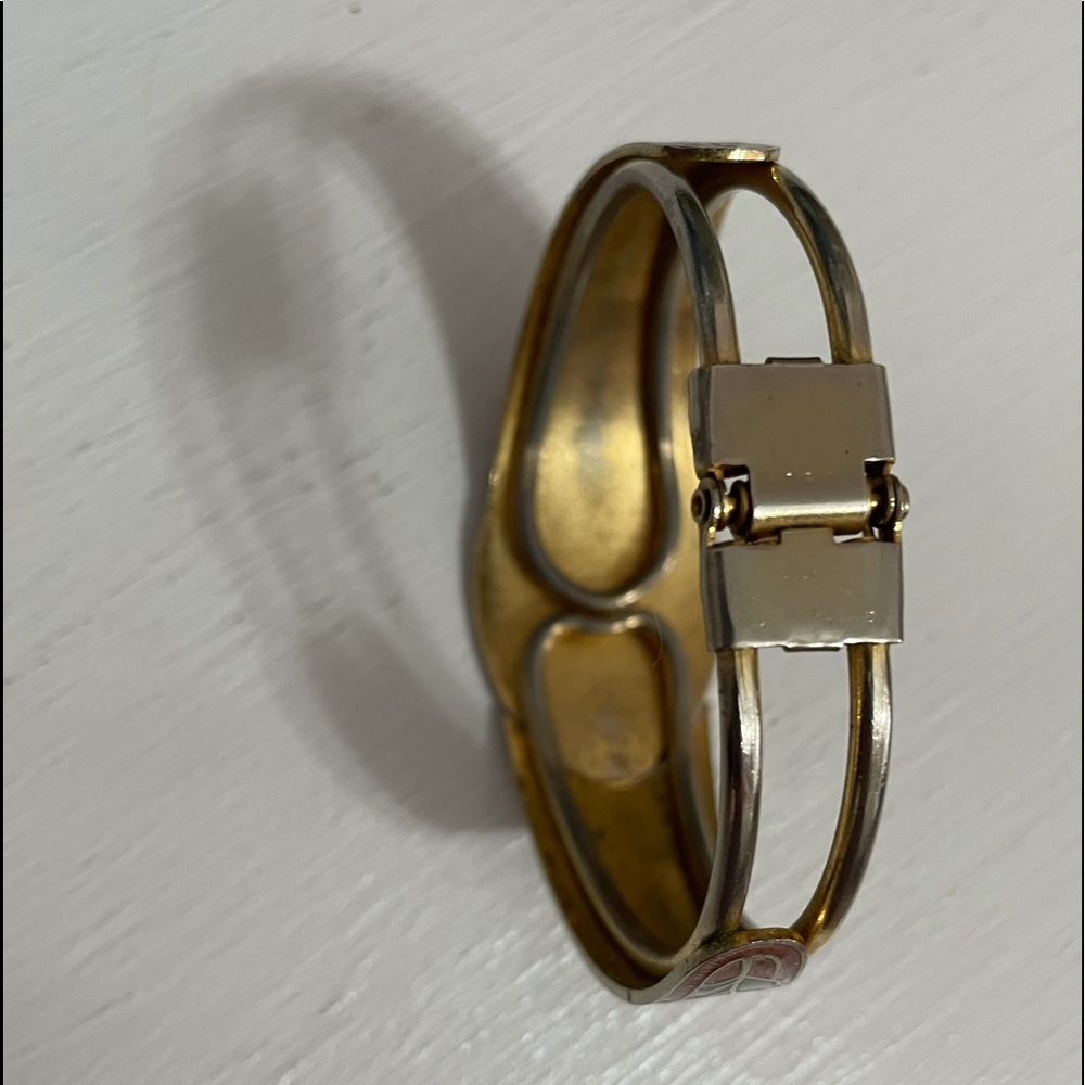 Vintage Cloisonné Floral Enamel Hinged Bangle Bracelet – Boho Statement - Picture 6 of 8